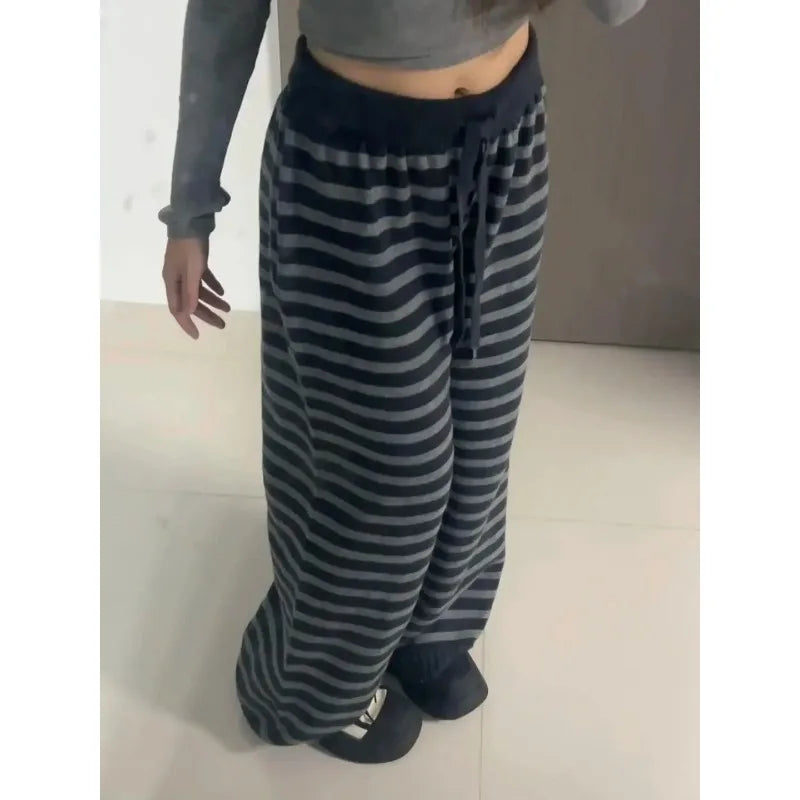 Harajuku Contrast Color Stripe Wide Leg Trousers