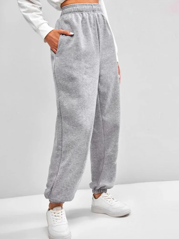 Comfortable High Waist Sweatpants for Women Stretchy and Soft Everyday Pants with Elastic Waistband